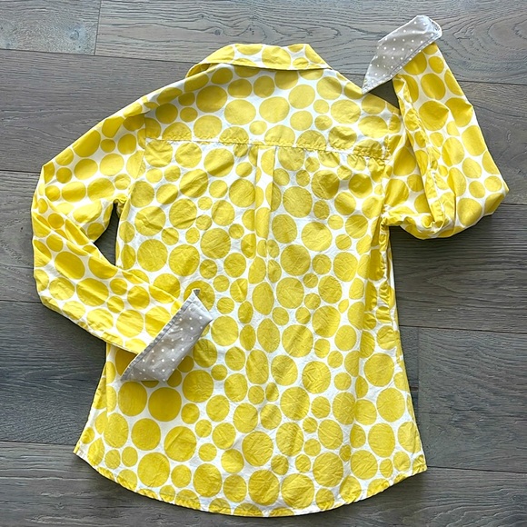 Boden White w/ Yellow Polka Dots Lightweight Long Sleeve Button Down Shirt-US 6 - Picture 2 of 6